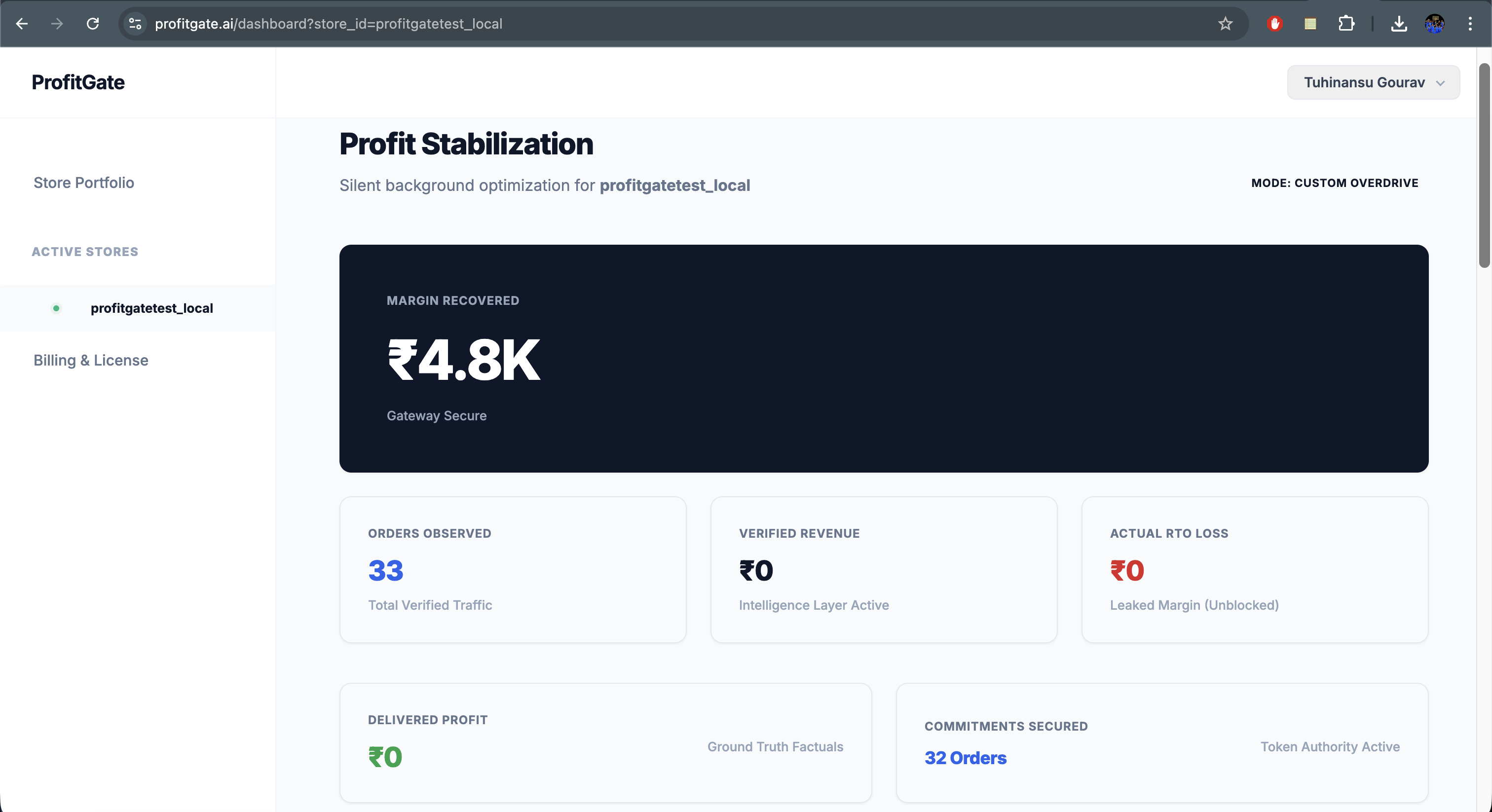 Profit Stabilization: Advanced analytics dashboard for monitoring RTO reduction and margin recovery.