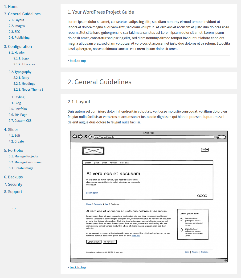 **Documentation** - Create a awesome project documentation inside your WordPress admin area.