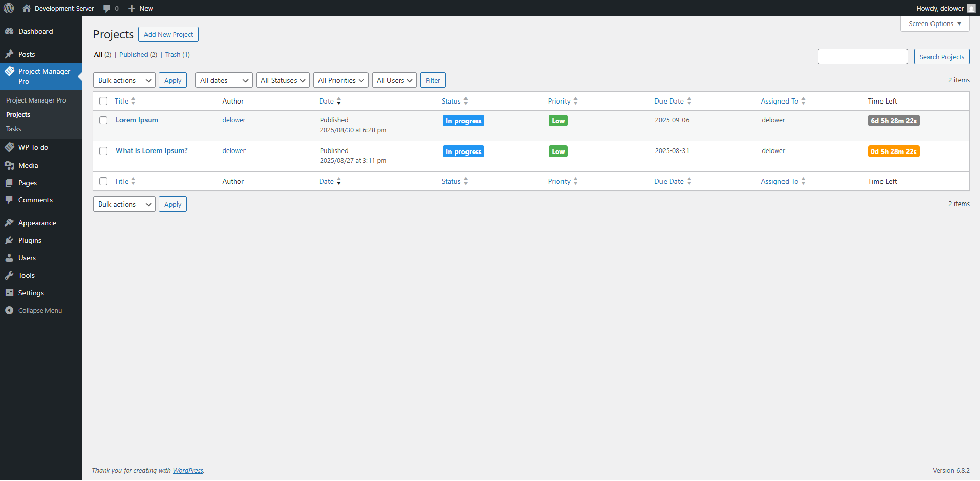Project editor screen.
