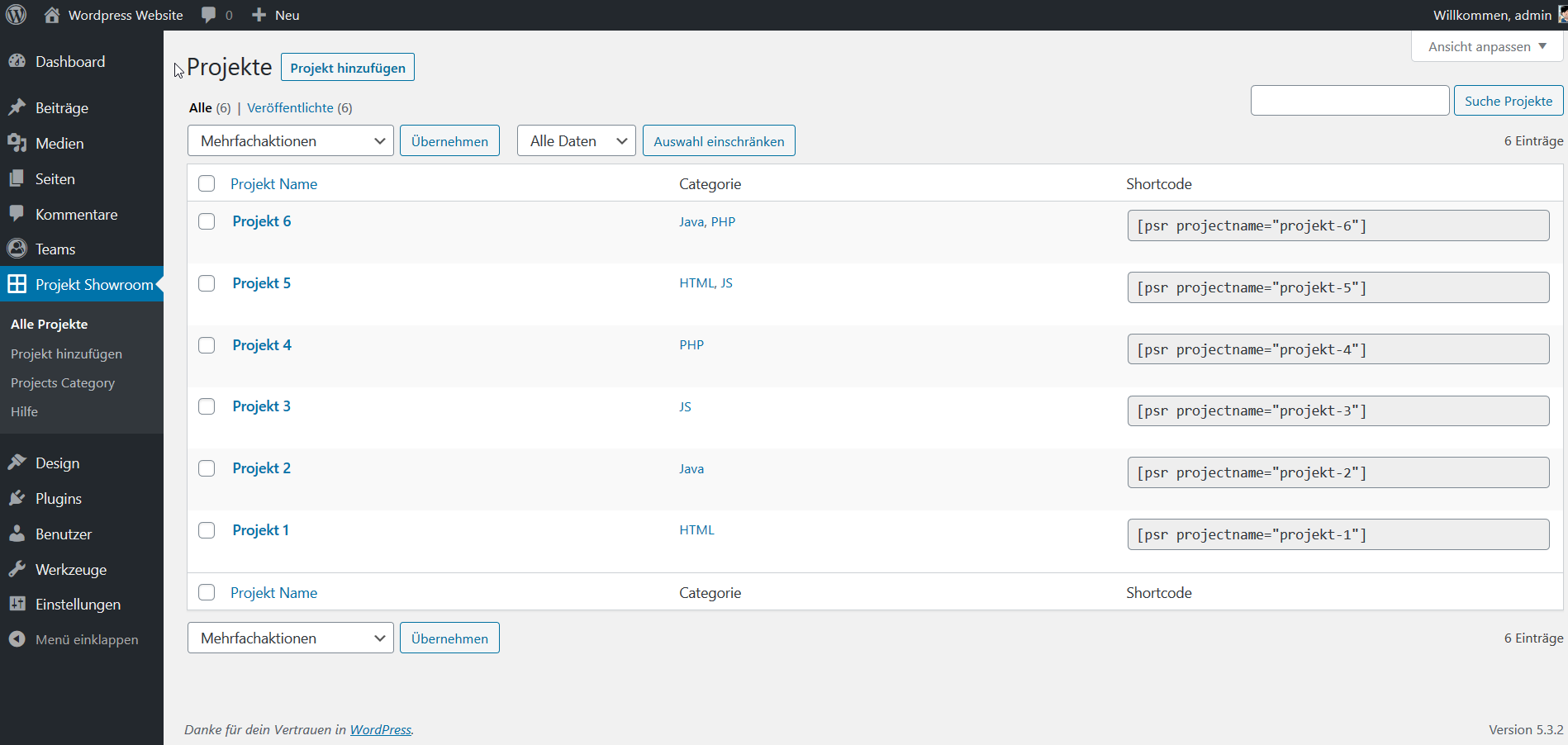 Admin Page Project Site