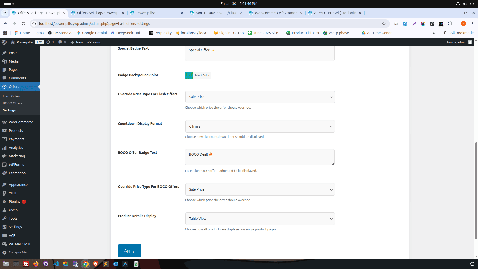 Category-based product selection interface.