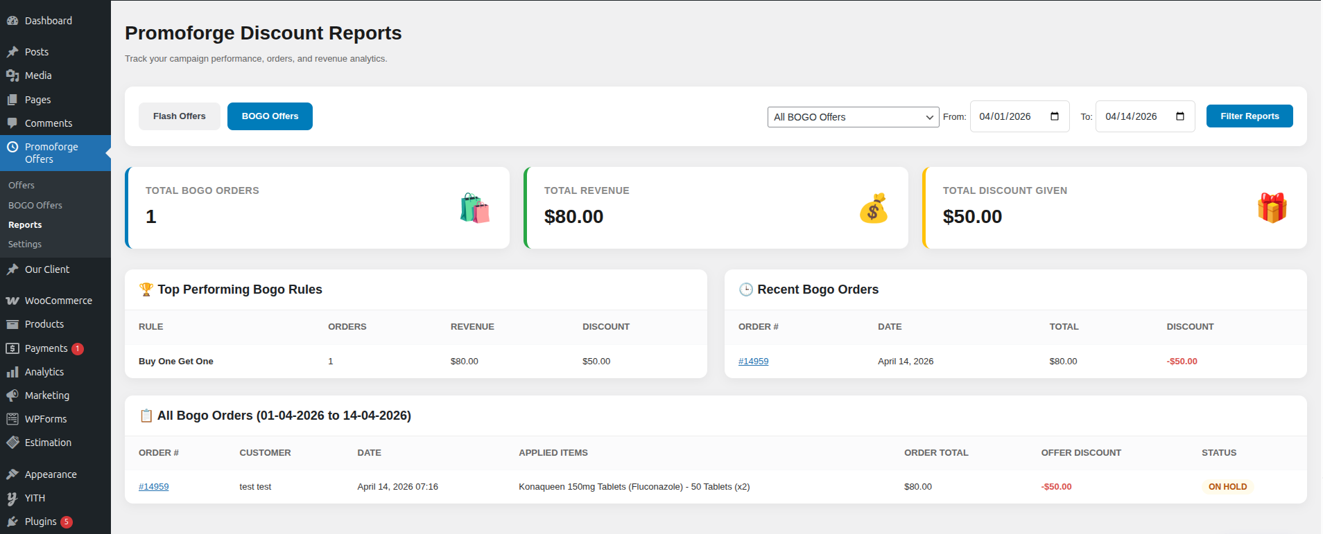 Offer discount applied on product page.