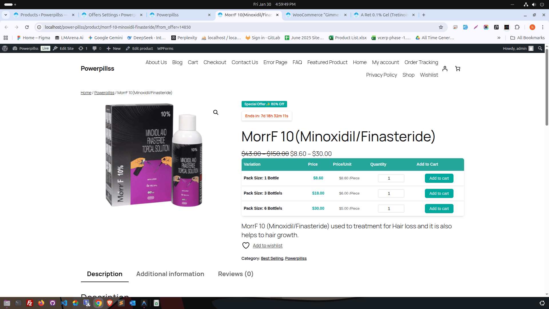 Special Offer products displayed via shortcode.