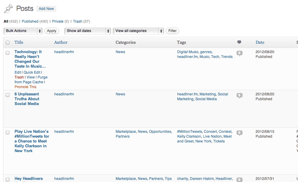 Promote This link is available on hover from the All Posts Page.