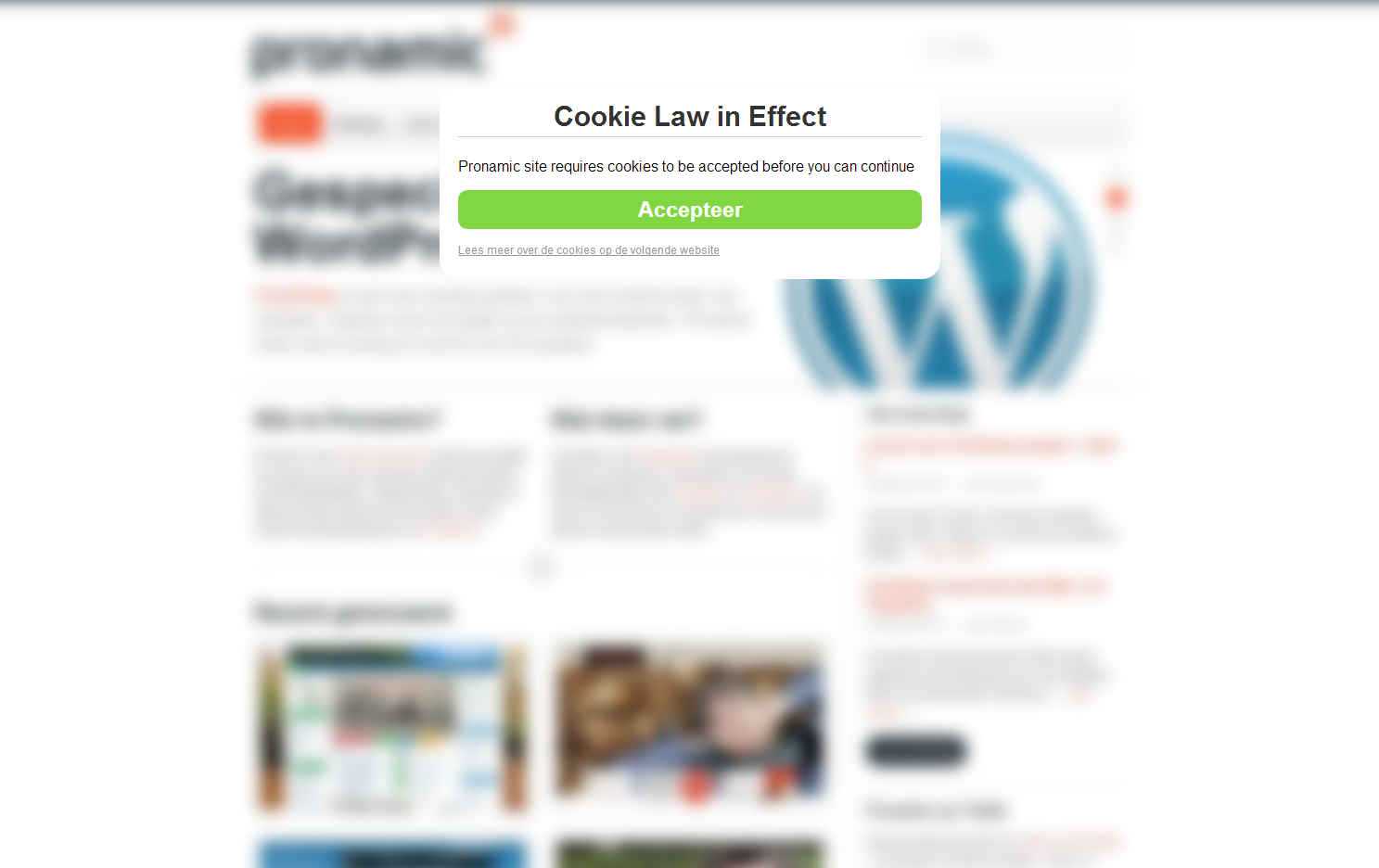 Example of Pronamic Cookies Wall