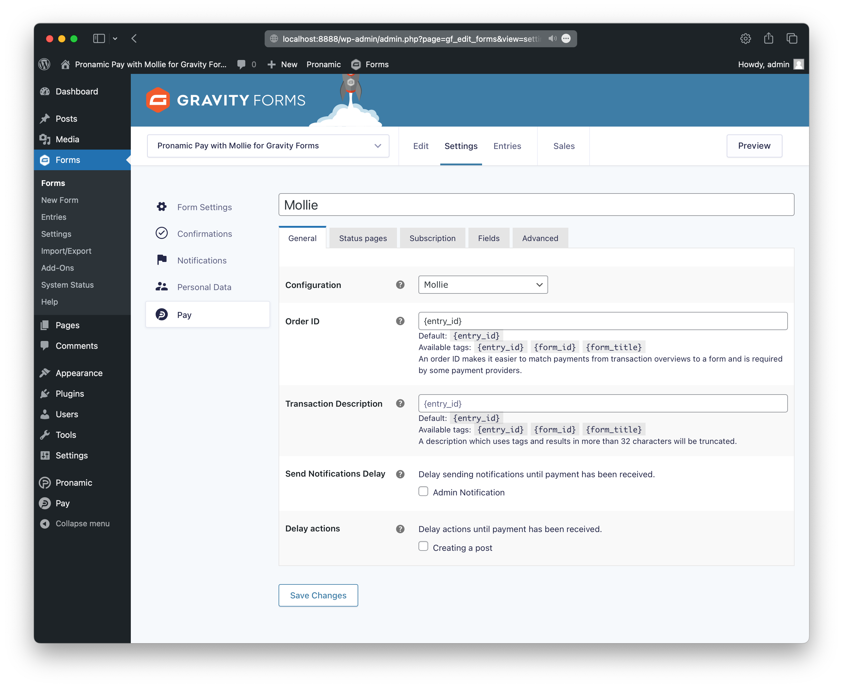 Gravity Forms Payment Feed