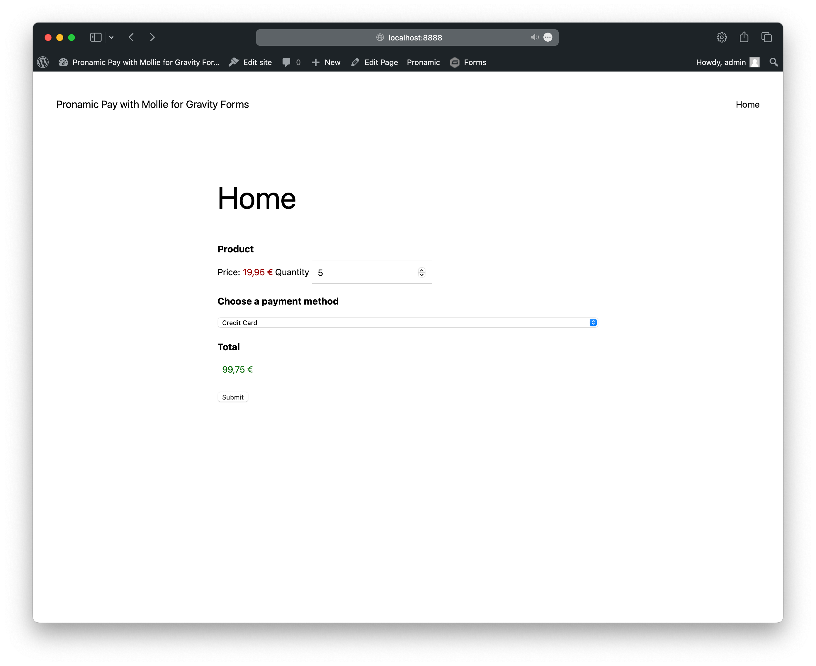 Gravity Forms Payment Form