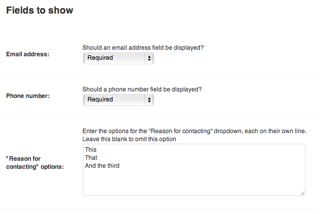 The contact form, with styles, on a page