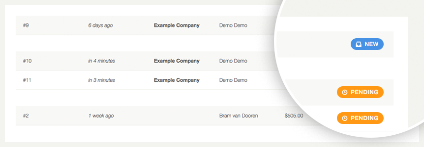 Here you can find all of the quote requests by the customer ordered by status.