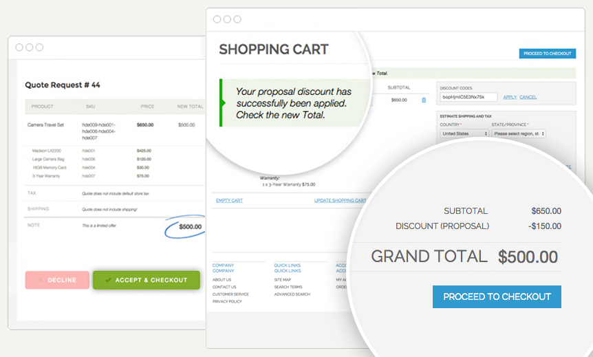 Check out with your discounted proposal price.