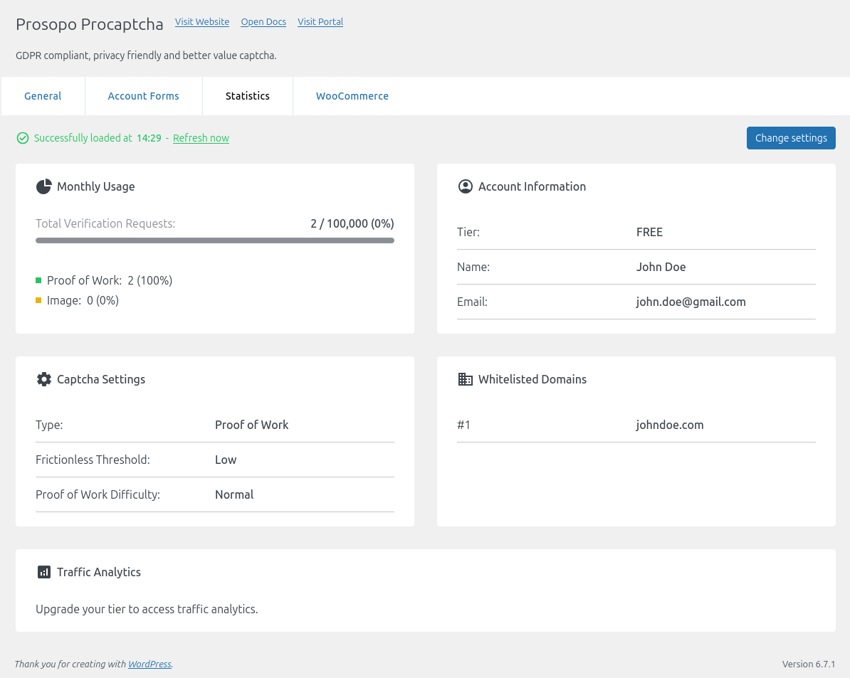 Monitor usage statistics without leaving the plugin.