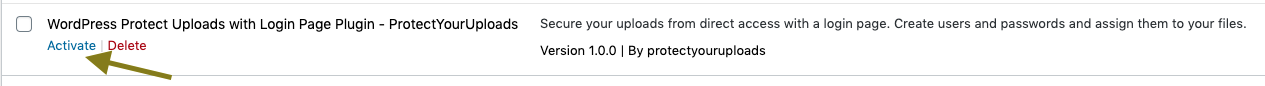 After installing the Protect Your Uploads plugin, activate the protection plugin
