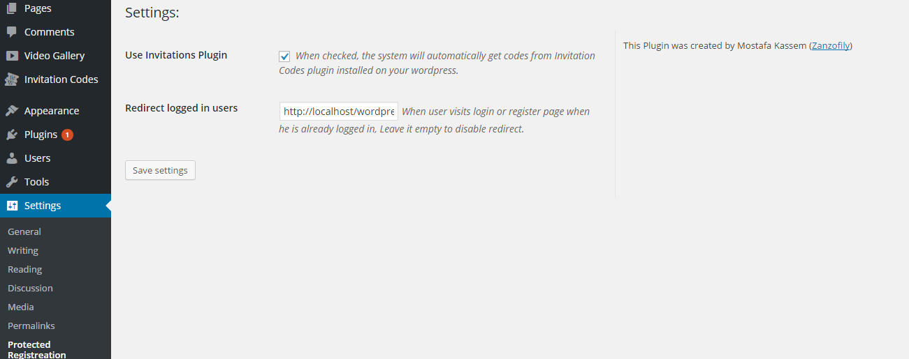 Plugin admin