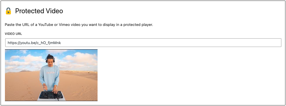 Protected Video block inserted in the Block Editor.