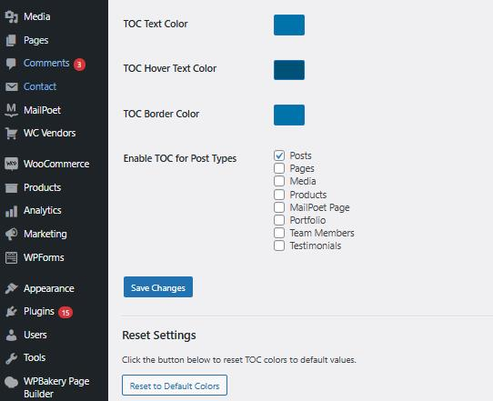 Admin view for configurations