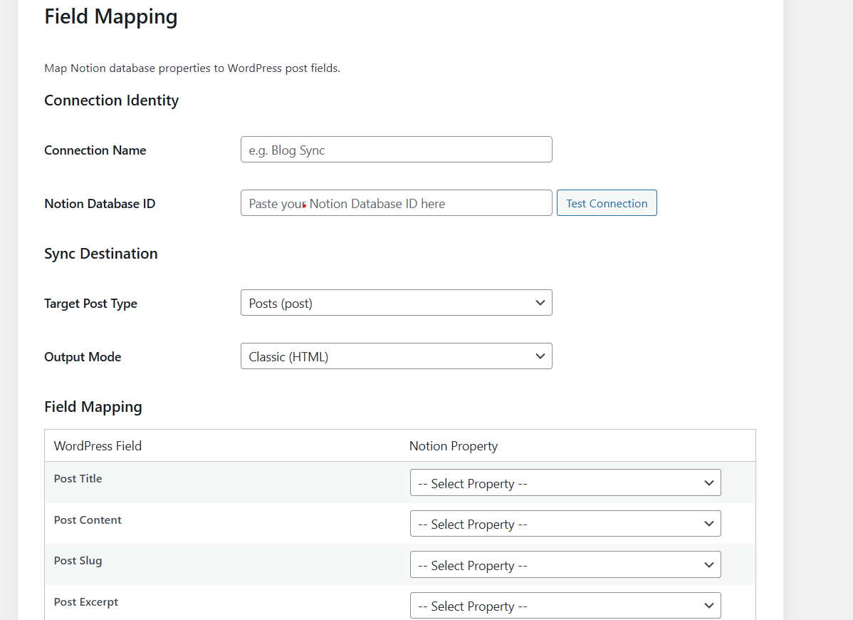 The connections list.