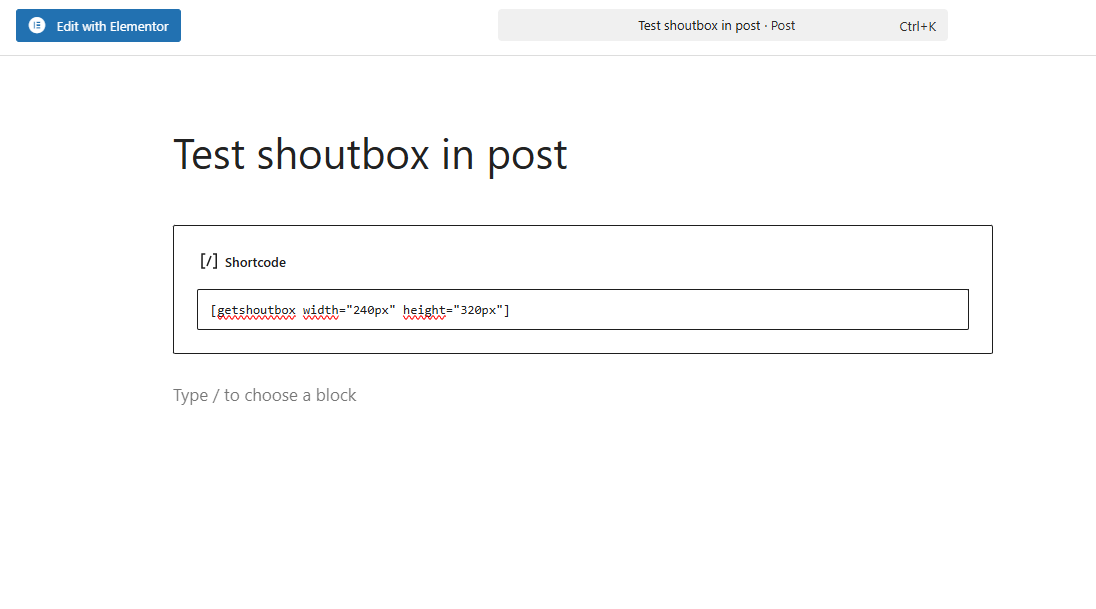 Admin menu showing shortcode and generated script ID.