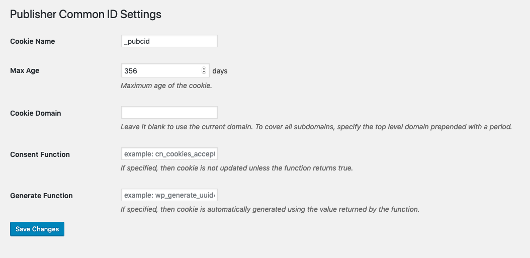 The settings page.