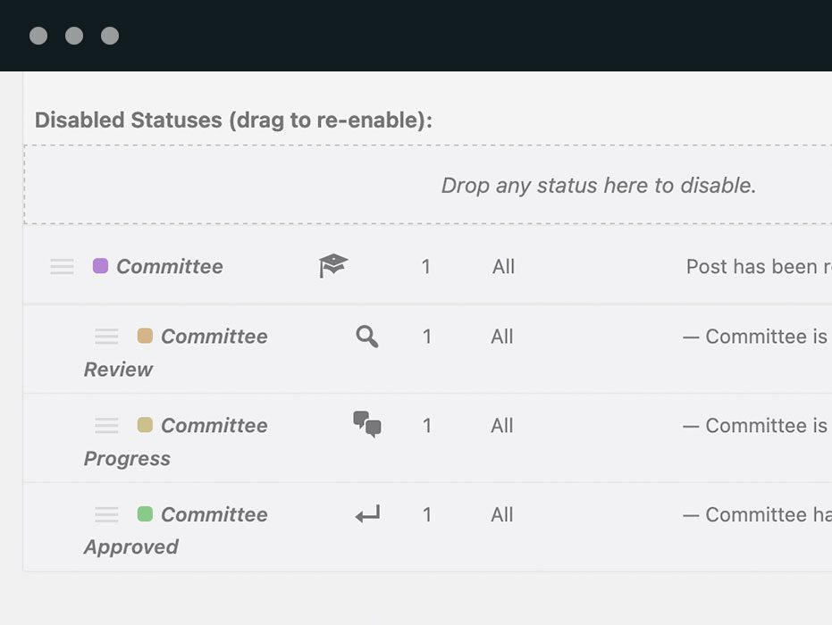 PublishPress Statuses supports branches in your workflows. You can create parent and child statuses. This allows posts to move through the individual branch before returning to the main workflow.
