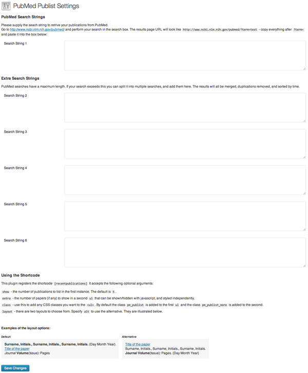 Settings screen