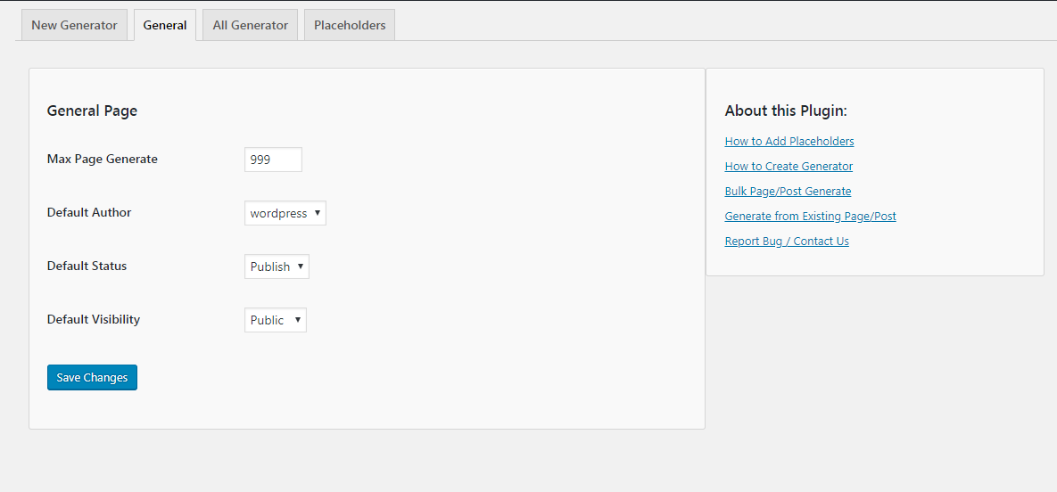 General Setting to Setup Default Values