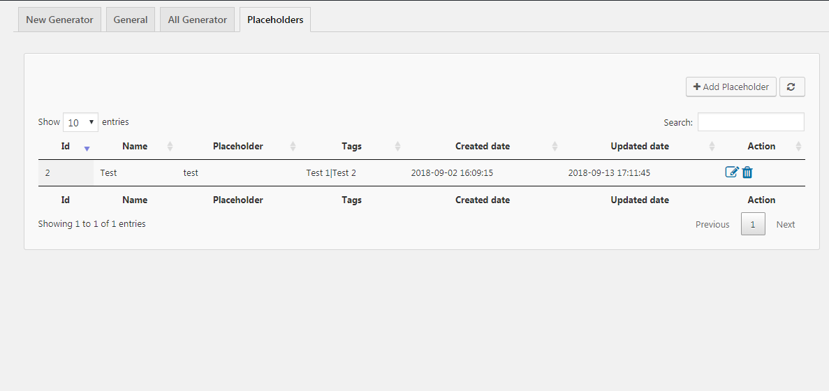 Manage Placeholders from the page