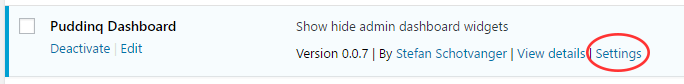 After installation go to the settings page ( settings -> puddinq dashboard)