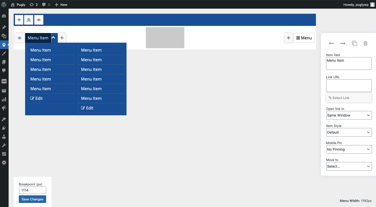 Easy to use dashboard to create and edit menus