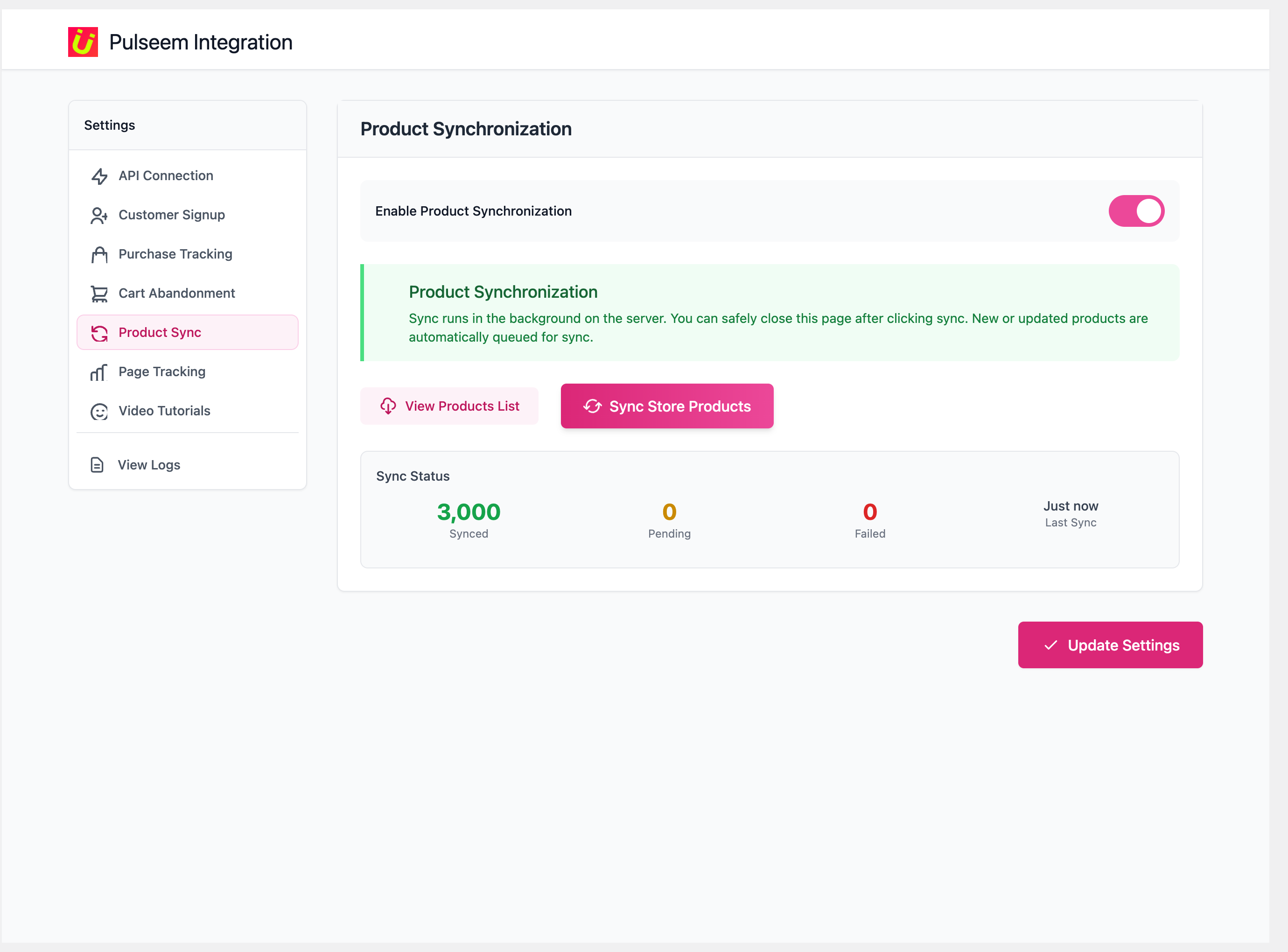 Product Sync: bulk-synchronize your catalog with live sync status