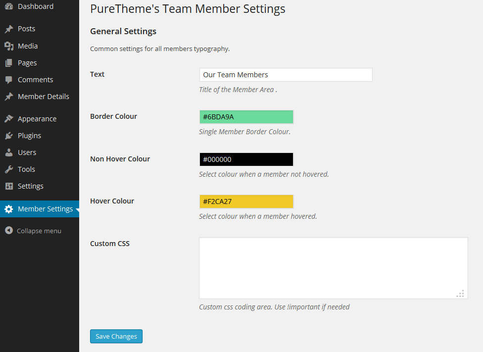 Custom Setting Panel.