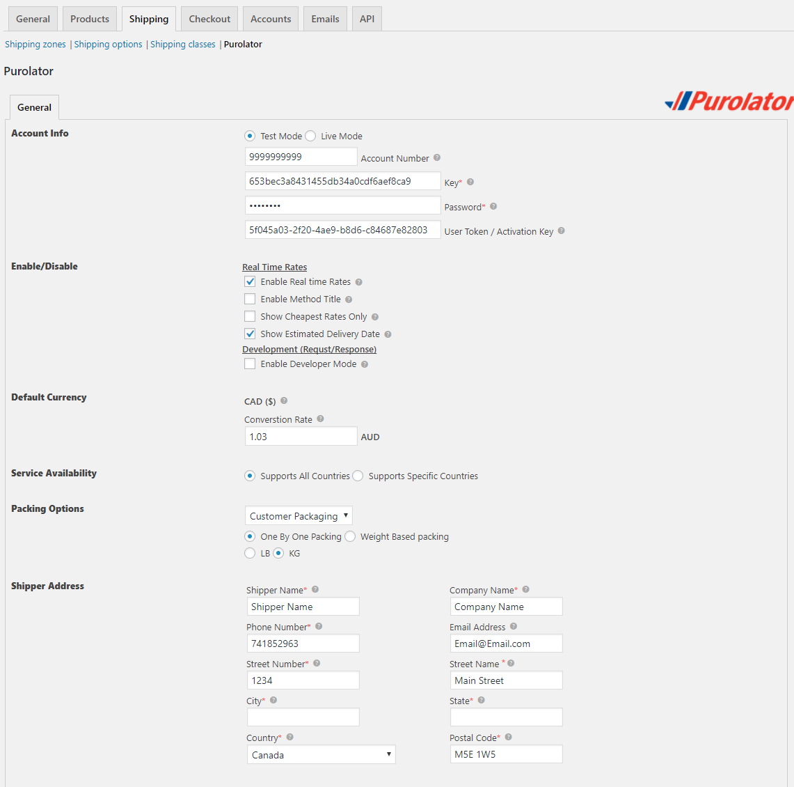 Plugin Main Settings Screen.