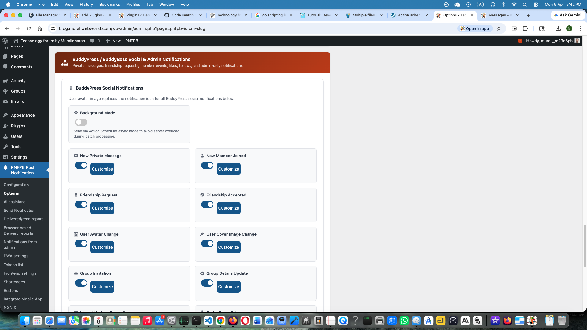Admin subscriber token list.