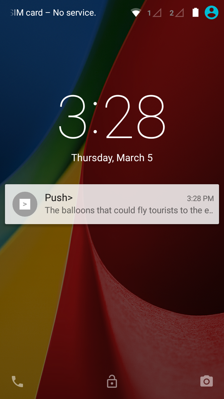 An example of push notification received on an Android device.