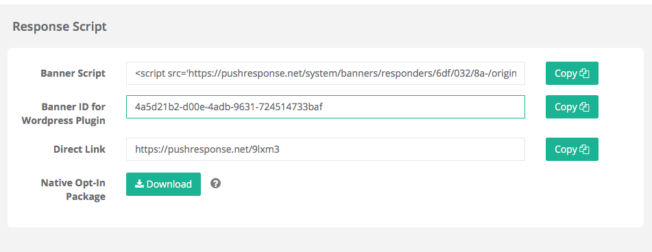 This is "Response Script" page of sample list on Push Response Dashboard. You have to copy list ID from this page.