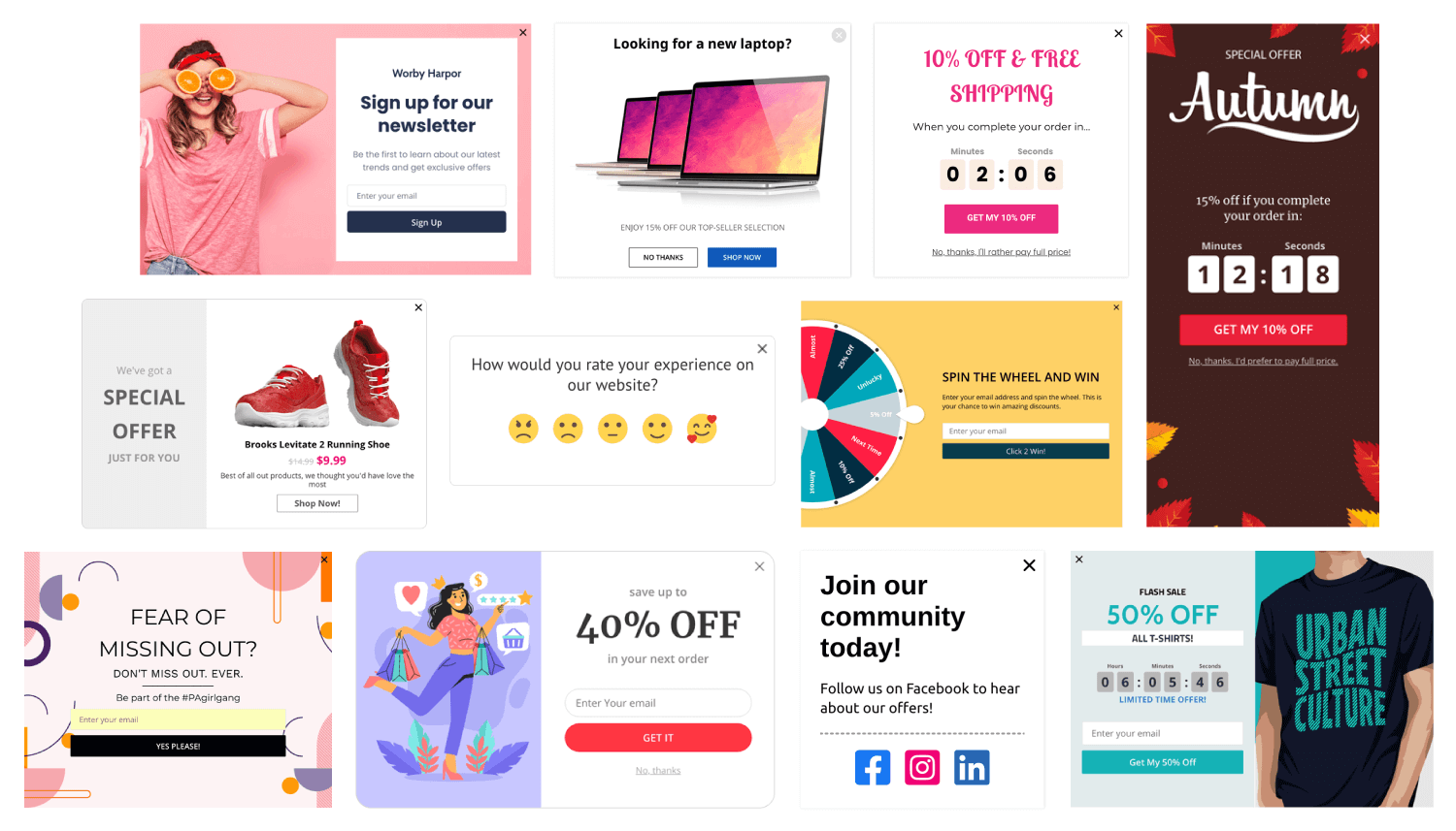 Campaign Types - LightBox Popup, Fullscreen, Countdown, Floating Bars and more