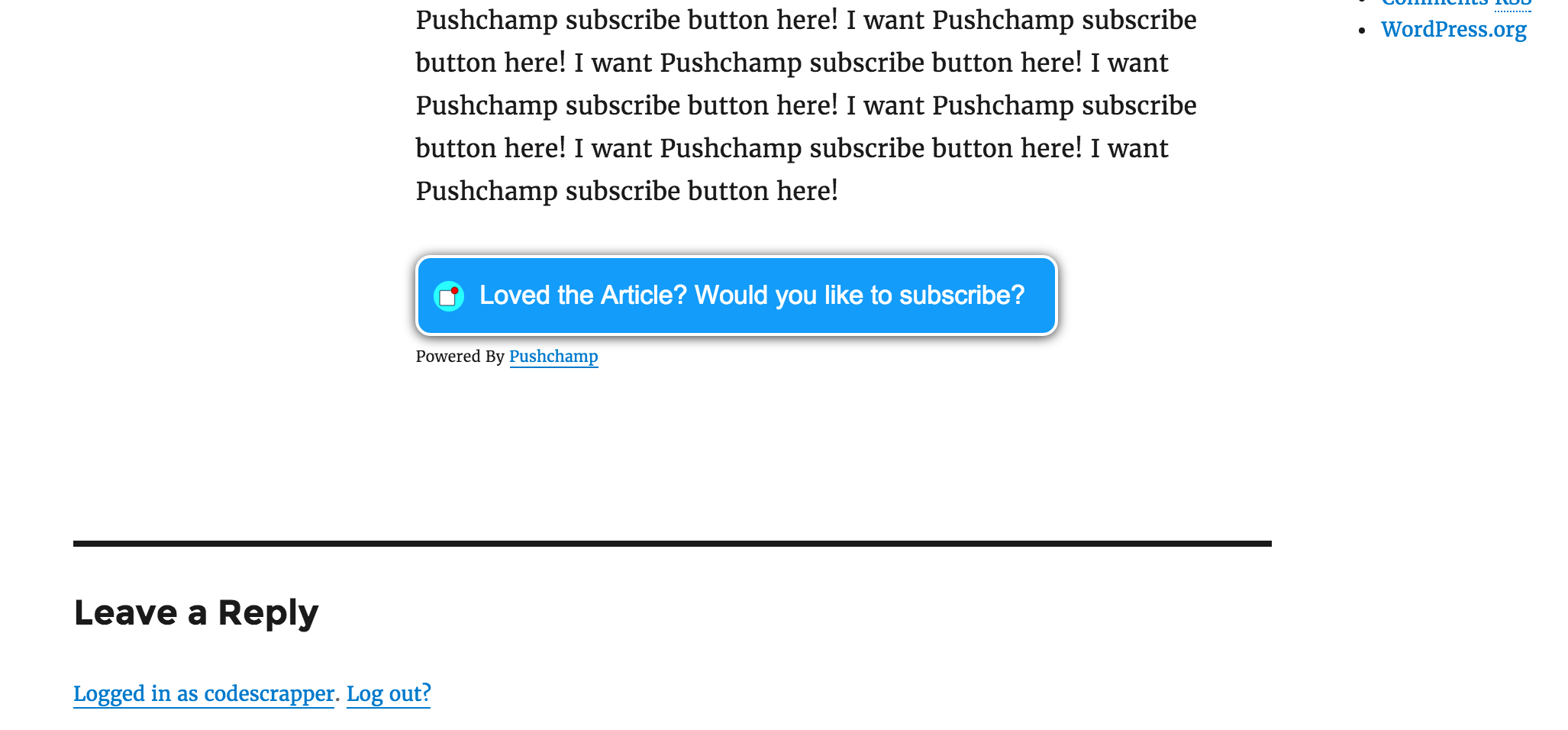 This is how the bell would look on your webpage. Default is hidden.