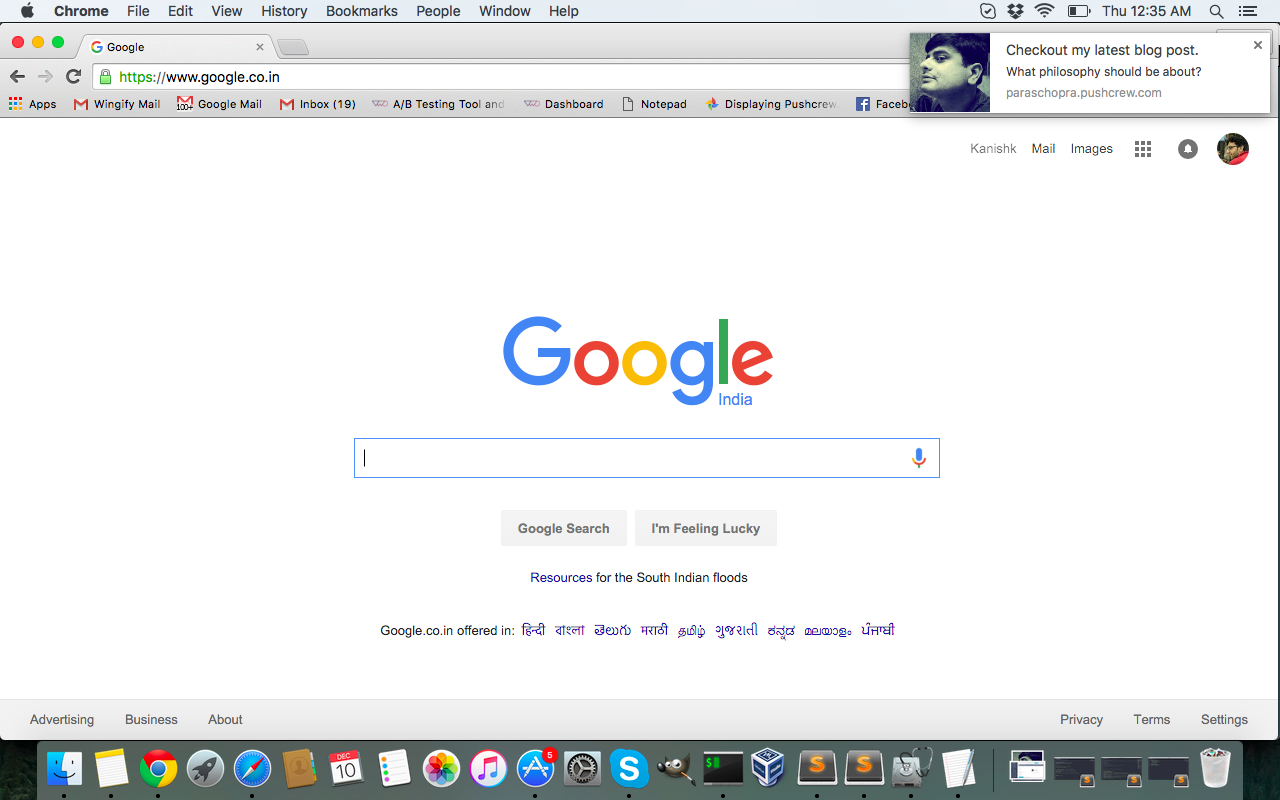 This is how a notification looks like. Lands even when the webpage is closed.