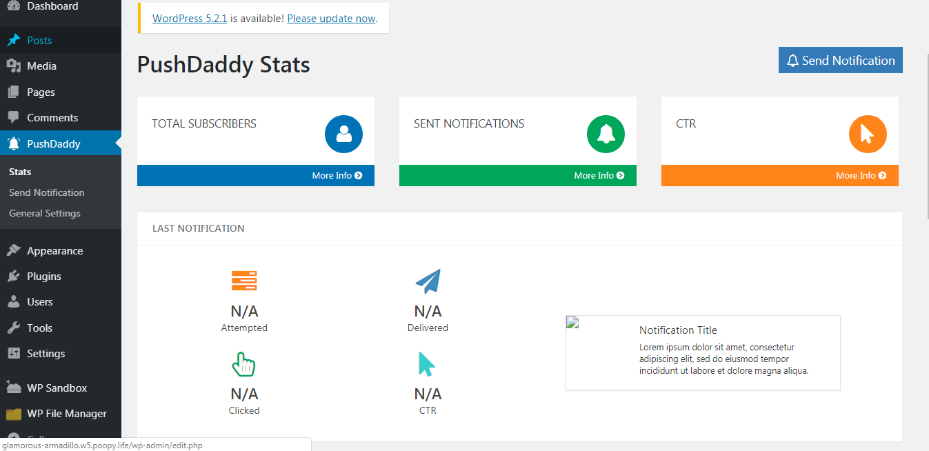 Detailed statistics page.