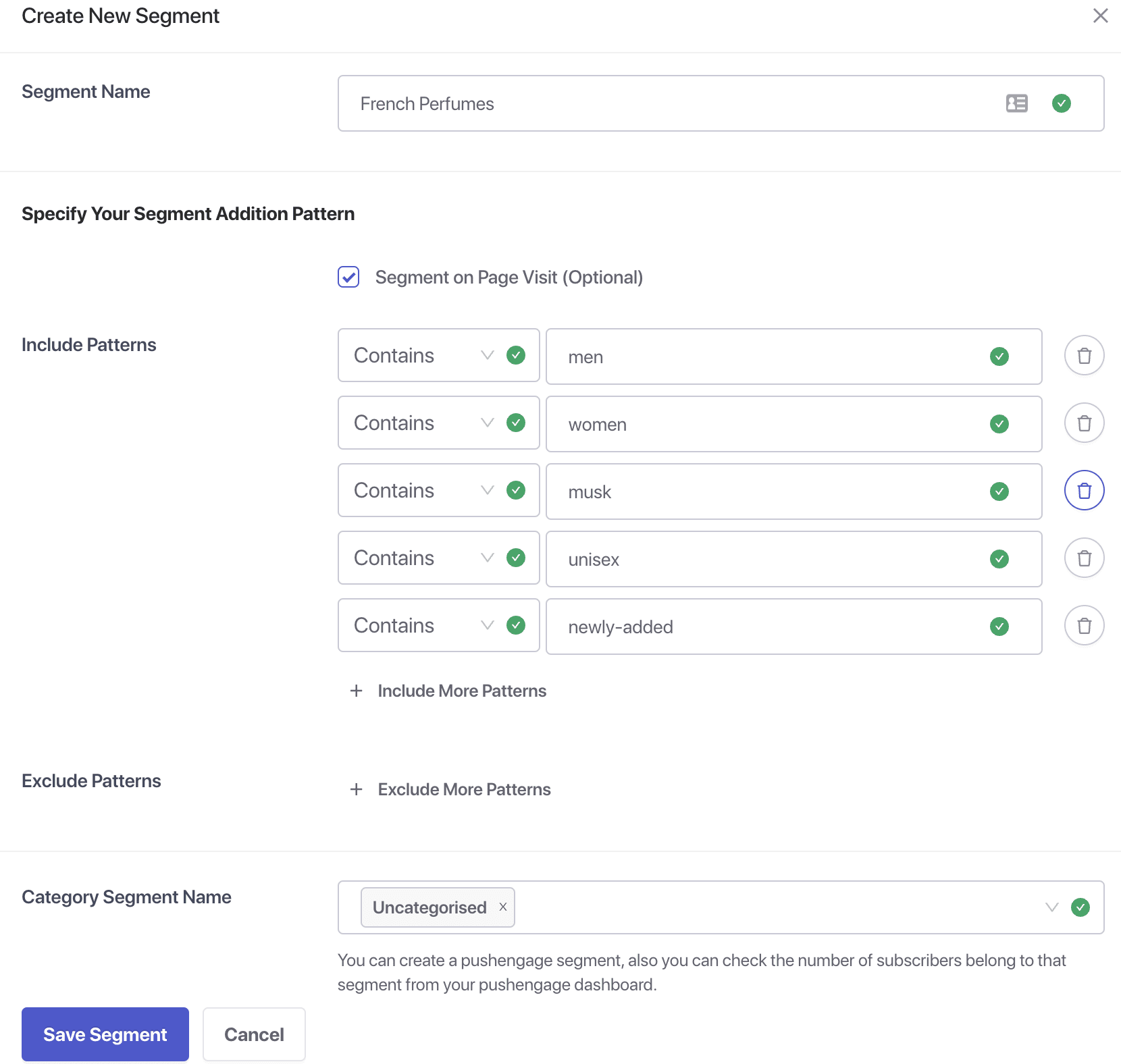 Safari style popup modal with segment preference