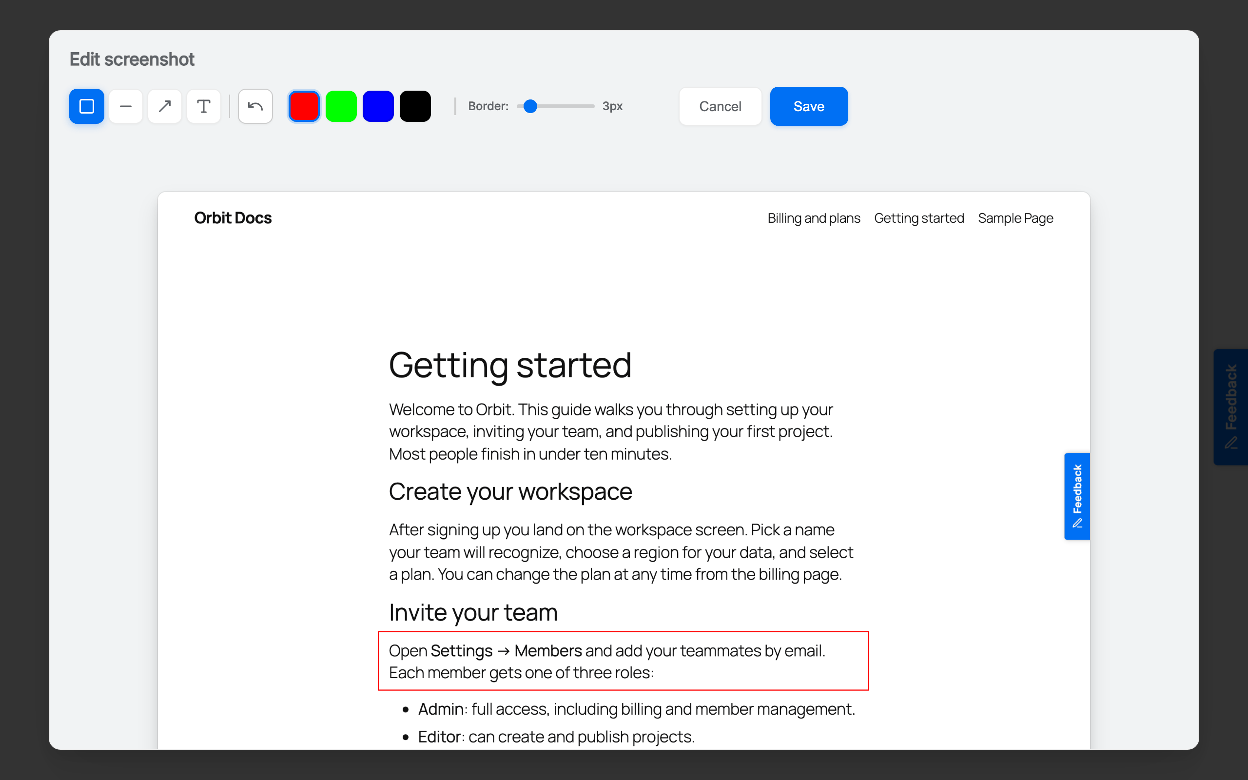 Visitors highlight and annotate their screenshot, so you see exactly what they saw.