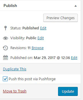 PushForge button to push new posts