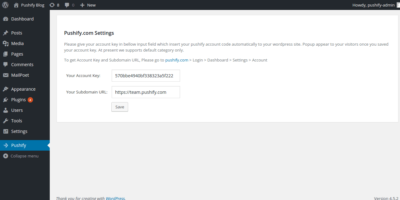 Then open your wordpress site you get popup
