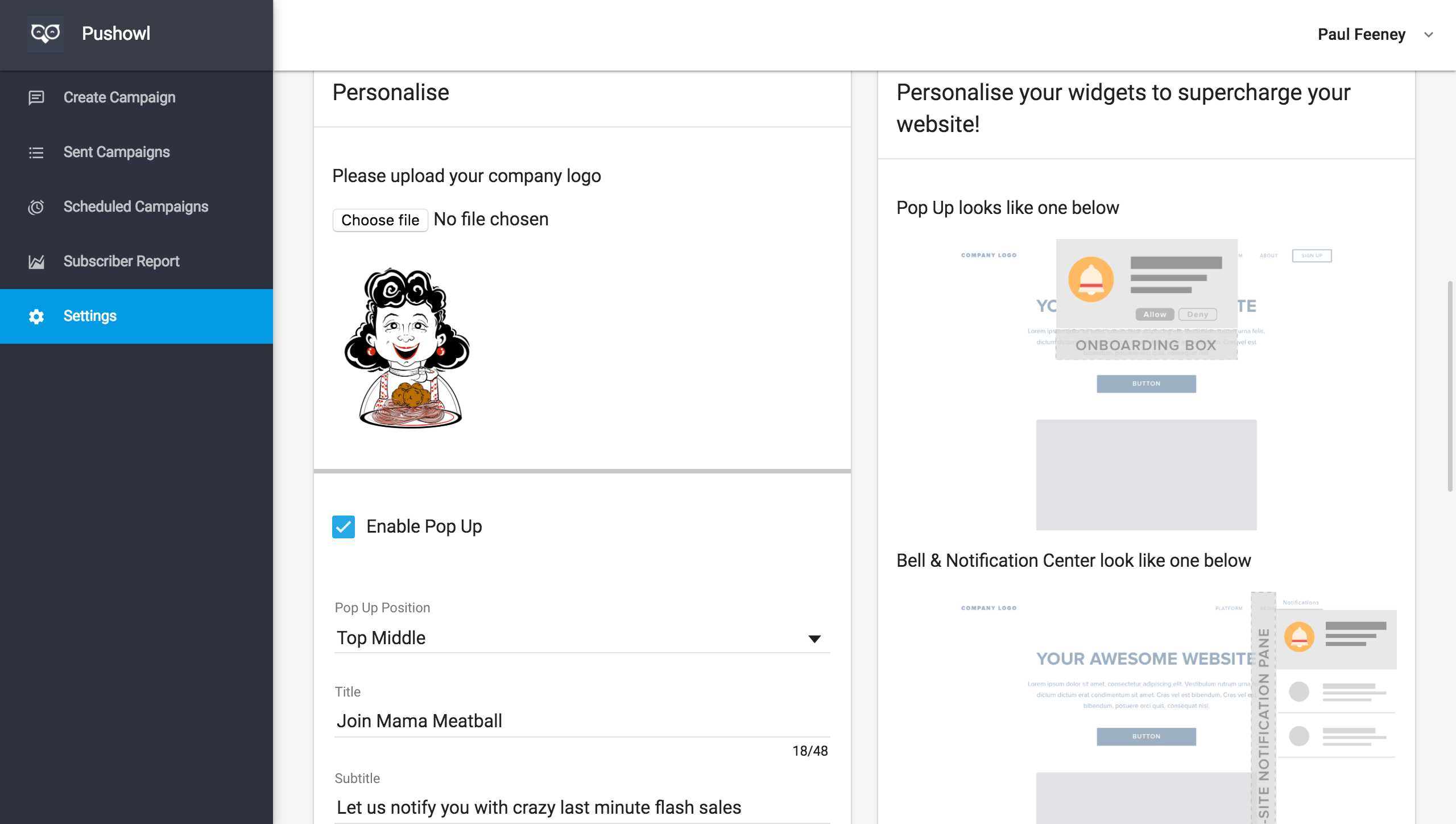 Personalise your web widgets right from the Dashboard. No Coding Needed!