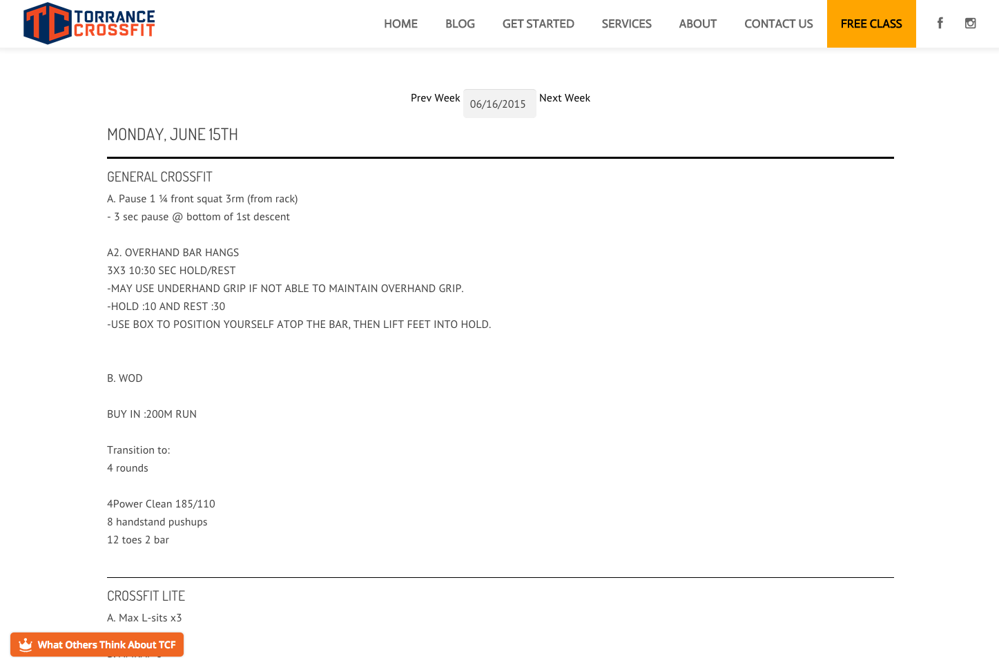 The PushPress Workout page, as displayed on an actual page.