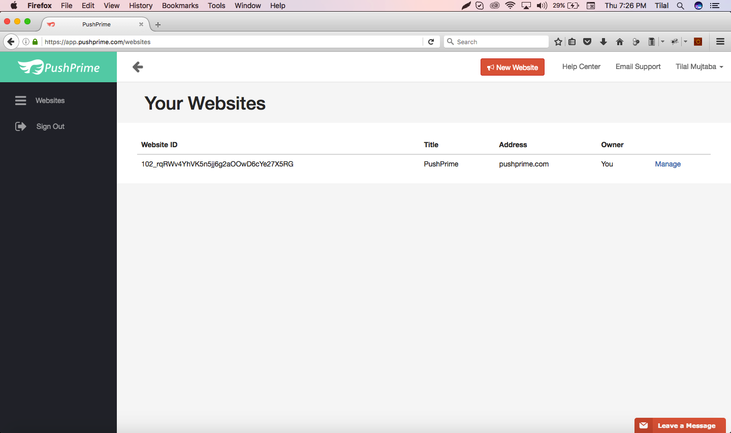 Copy the website Id from your PushPrime Dashboard
