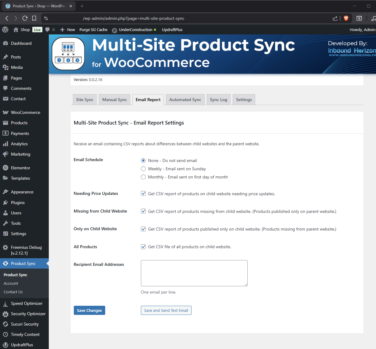 Sync Log tab (Premium)