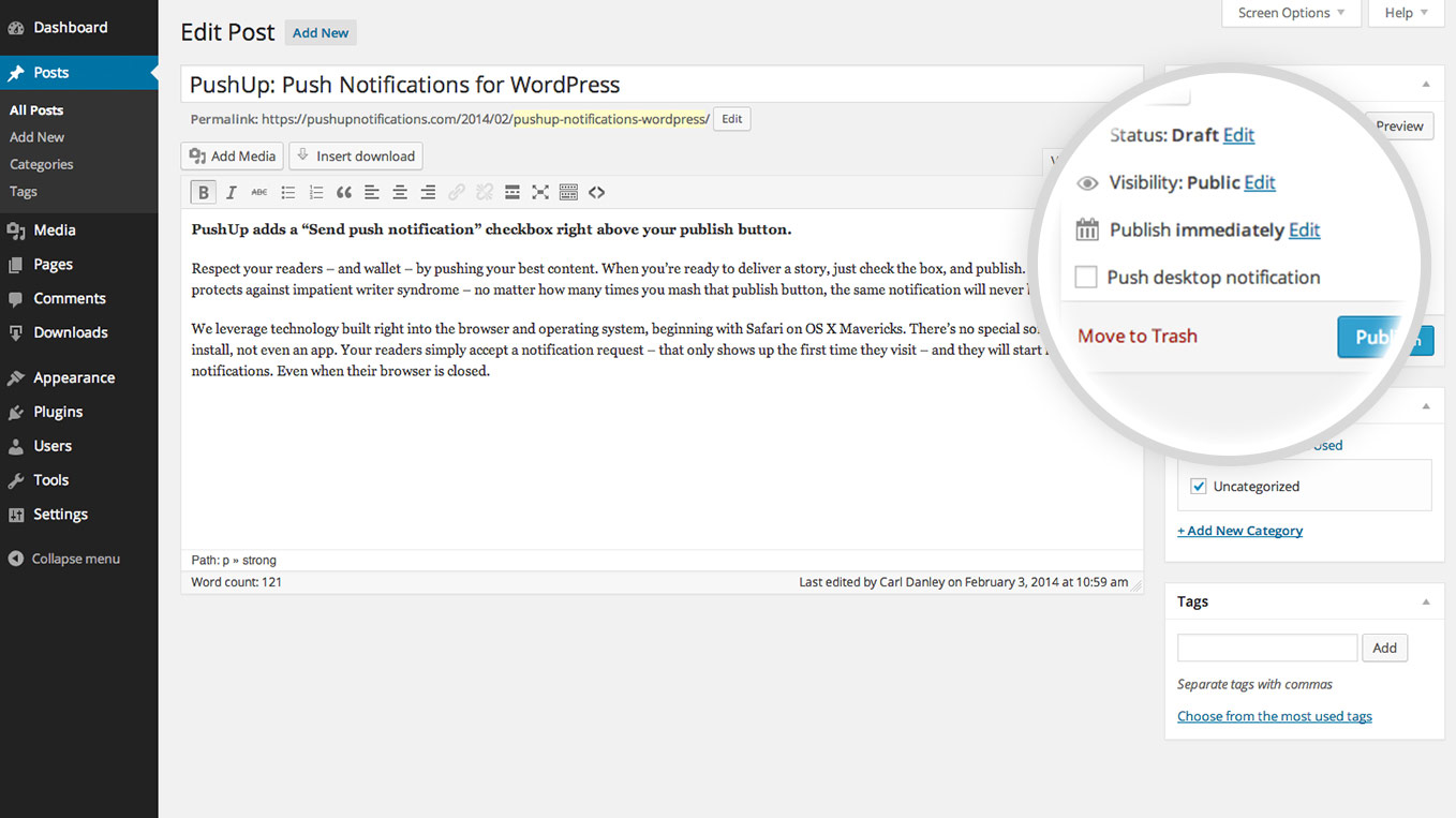 Selectively and instantly deliver push notifications to your desktop.