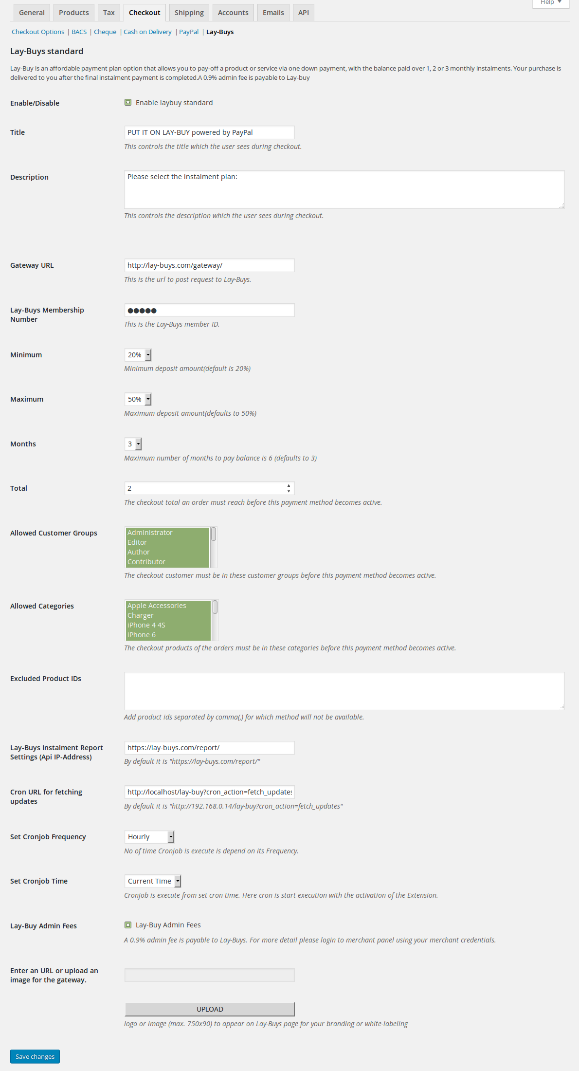 Laybuy Payment Settings