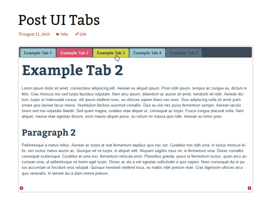 One set of tabs in a post.