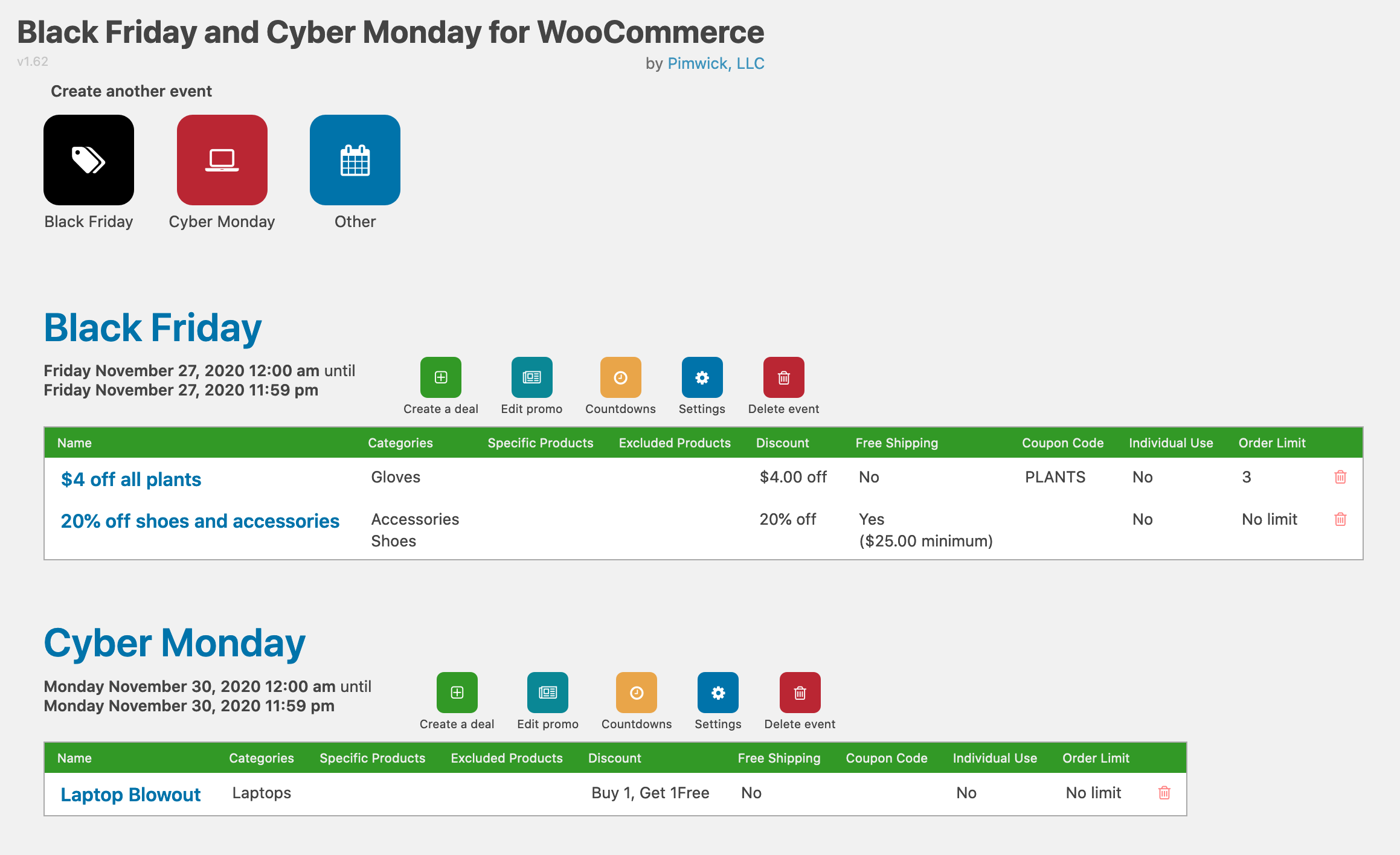 *Dashboard* - Manage all of your events and see the details at a glance.